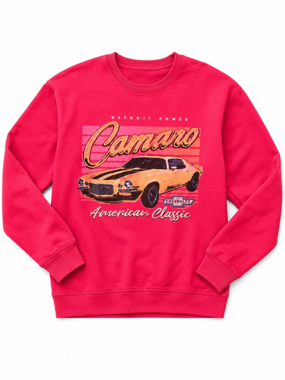 GM Chevrolet Camaro Graphic Sweatshirt Medium Pink Retro Muscle Car Crewneck
